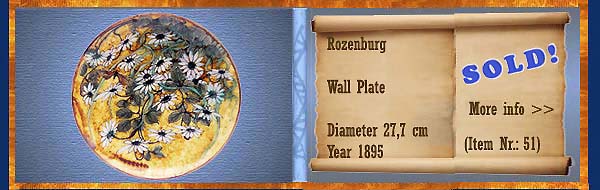 Nr.: 51,  Already sold: Decorative pottery of Rozenburg	, Description: Plateel Plate, Diameter 27,7 cm , Period: Year 1895, Decorator : Unknown, 