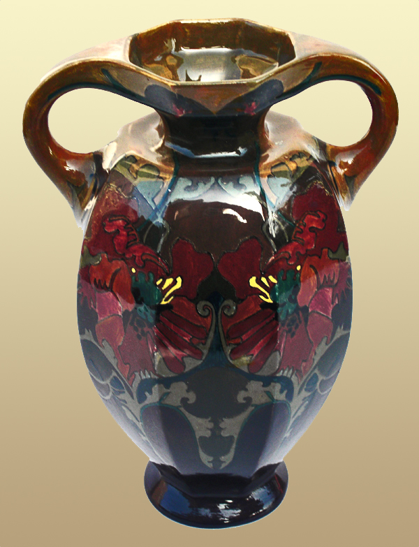 Nr.: 86, On offer decorative pottery made by Rozenburg, Description: Plateel Vase, Height 26 cm width 14 cm, period: Year 1904, Decorator : H.G.A. Huyvenaar, 