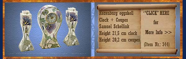 Nr.: 344, On offer decorative pottery of Rozenburg,  Description: (eggshell) Clock + Coupes 